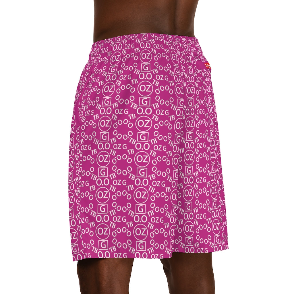 Pink Triple Beam Men's Jogger Shorts