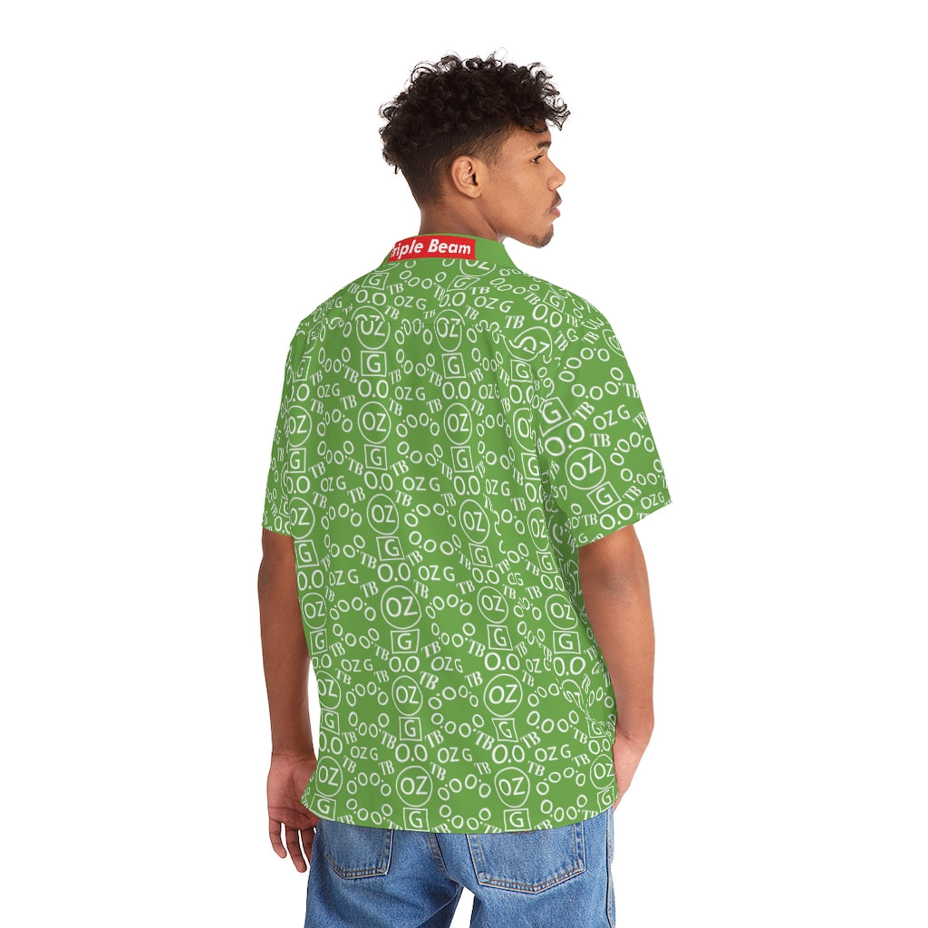 Green Triple Beam Men's Hawaiian Shirt