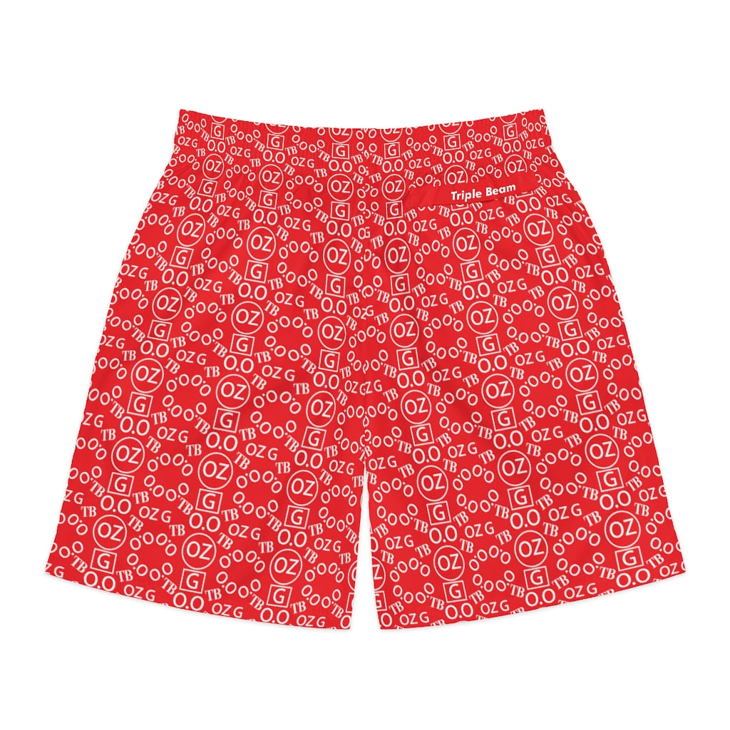 Red Triple Beam Men's Jogger Shorts