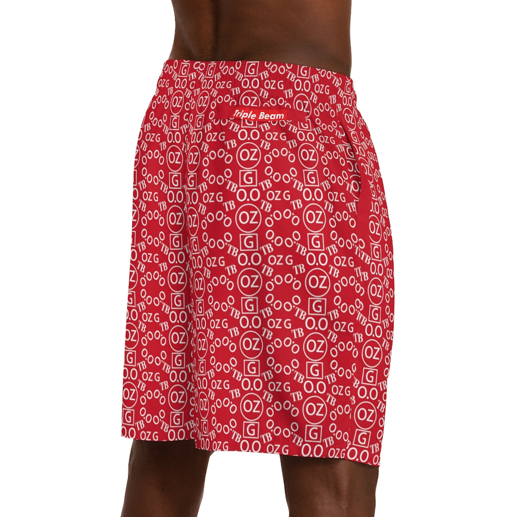 Dark Red Triple Beam Men's Jogger Shorts