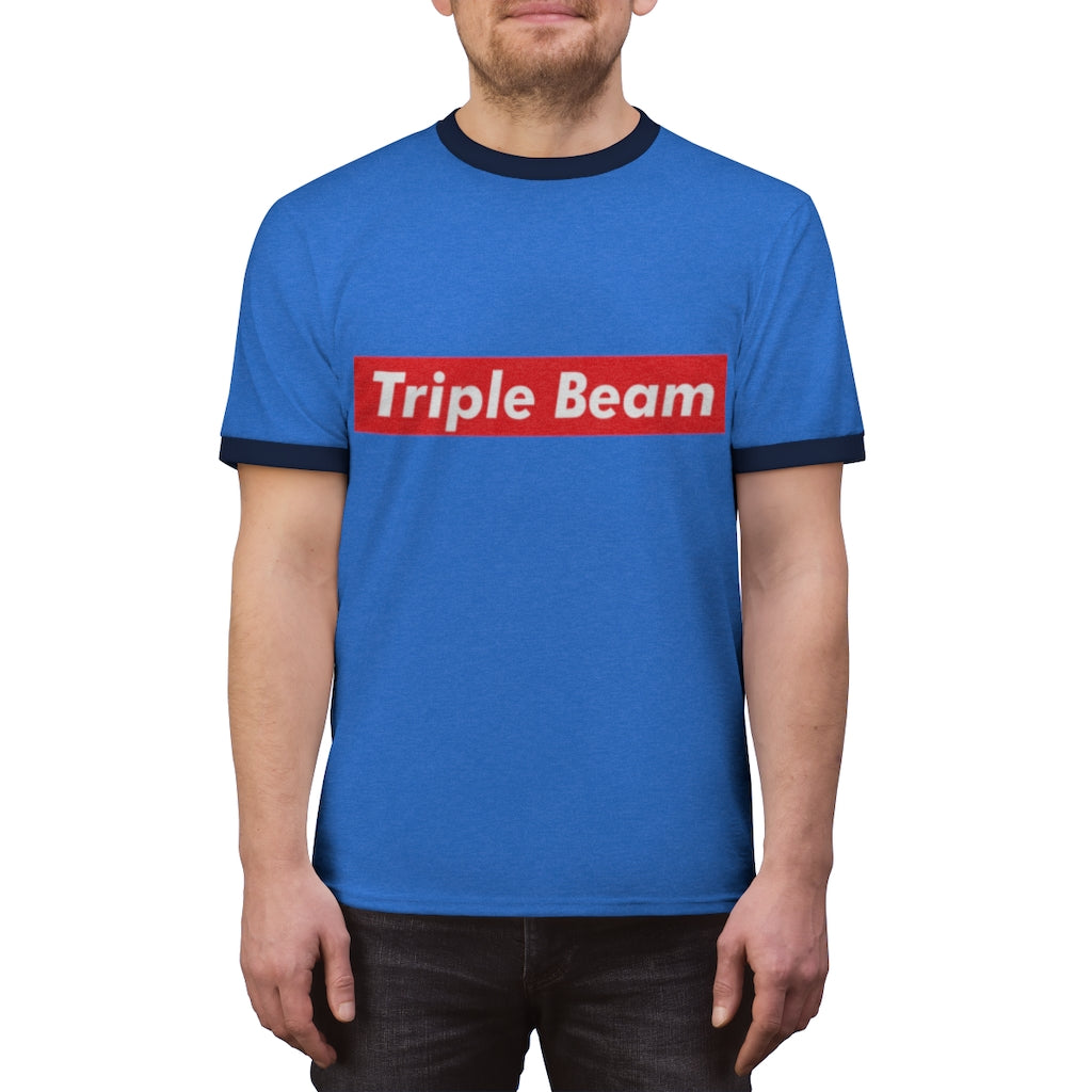 Triple Beam Unisex Ringer Tee