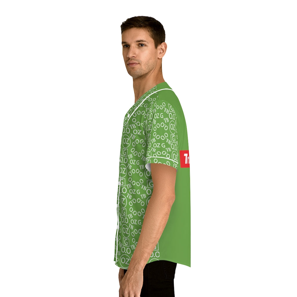 Green Triple Beam Men's Baseball Jersey