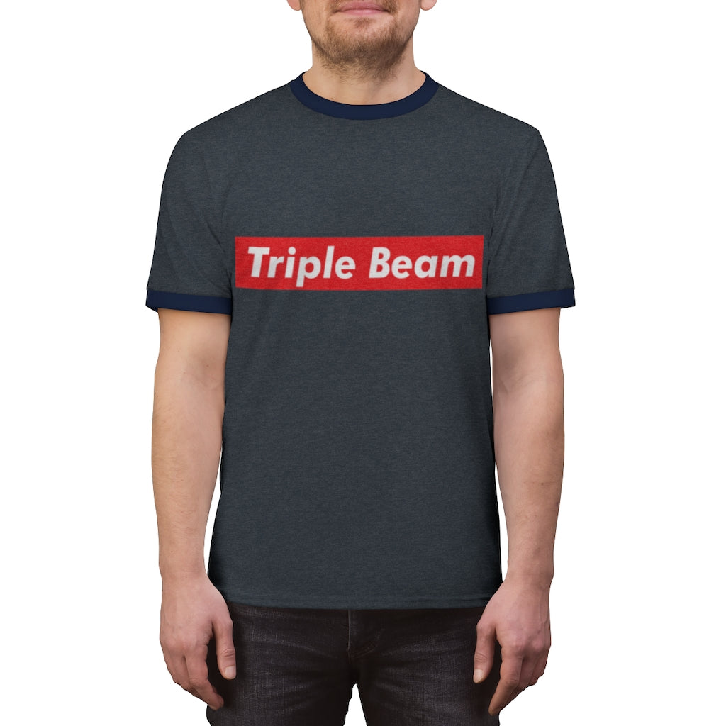 Triple Beam Unisex Ringer Tee