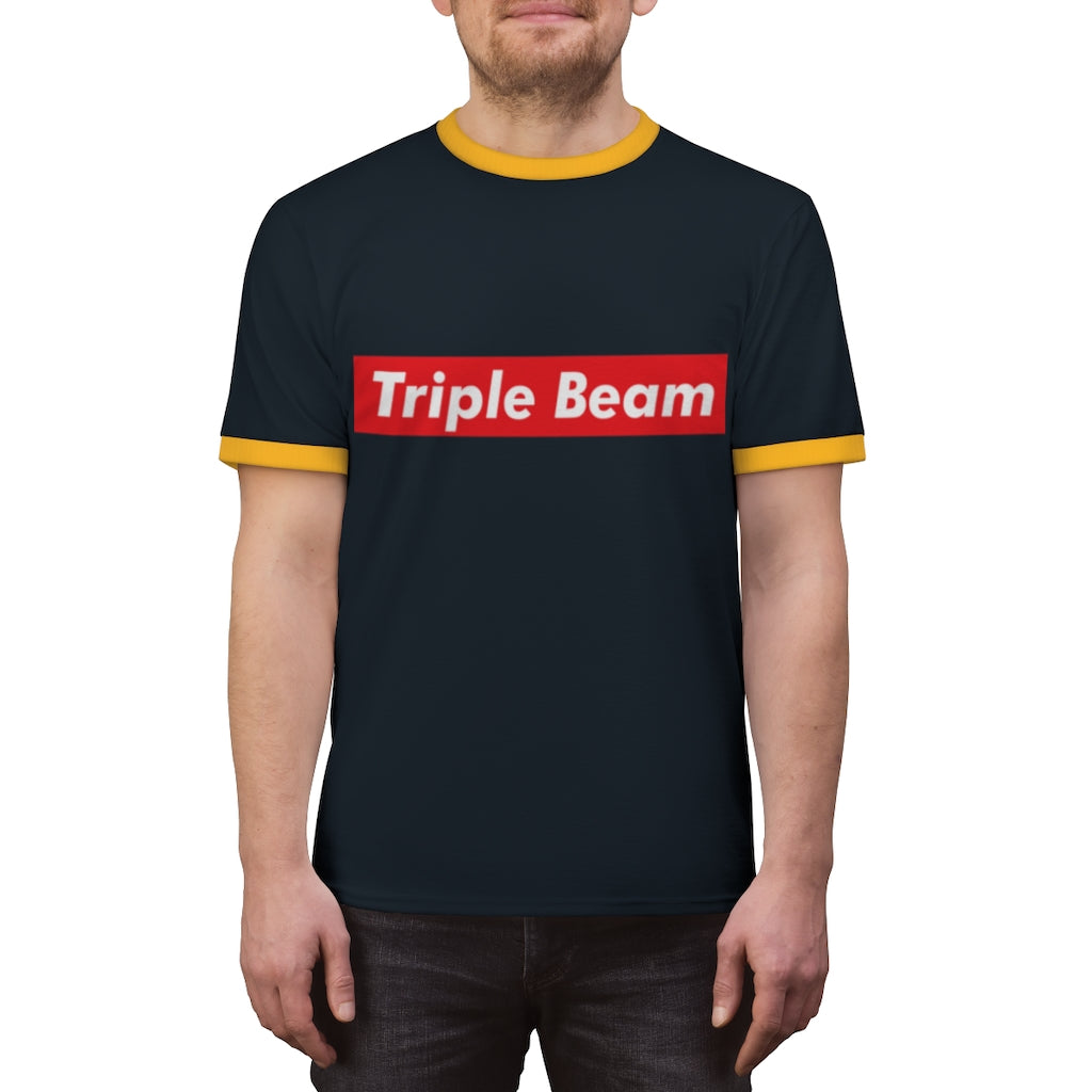 Triple Beam Unisex Ringer Tee