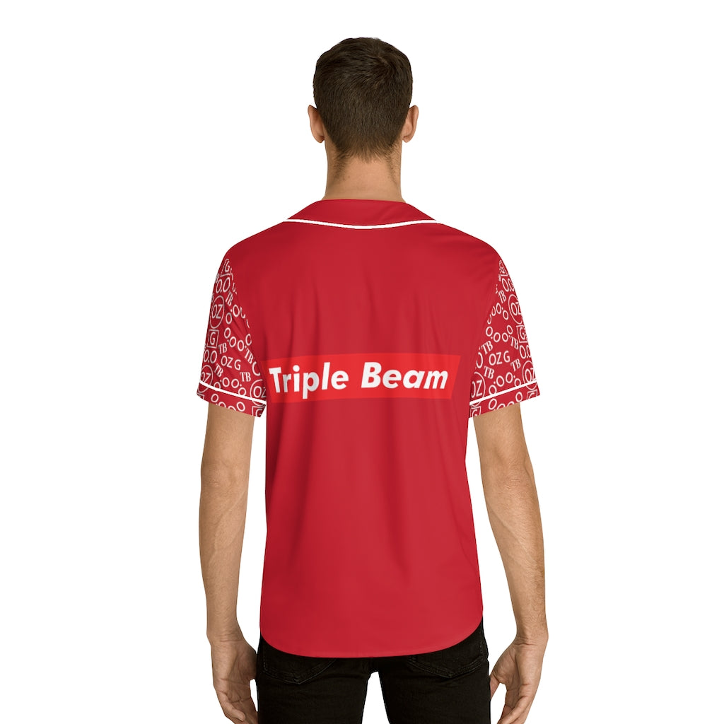 Dark Red Triple Beam Men's Baseball Jersey