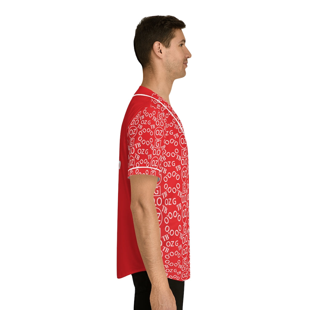 Red Triple Beam Men's Baseball Jersey