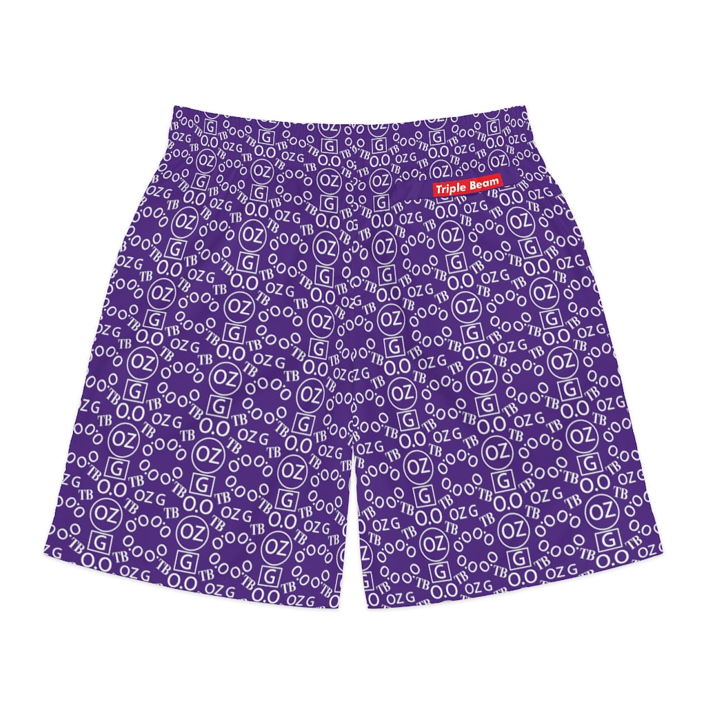 Purple Triple Beam Men's Jogger Shorts