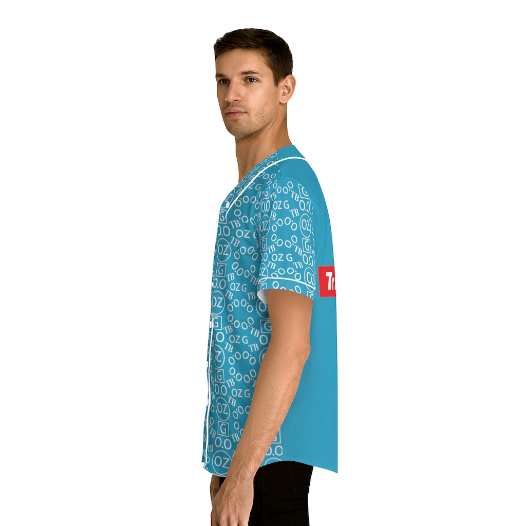 Turquoise Triple Beam Men's Baseball Jersey