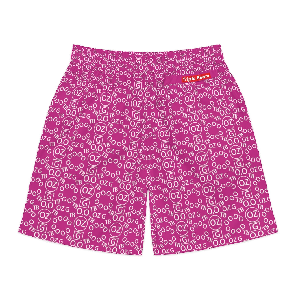 Pink Triple Beam Men's Jogger Shorts