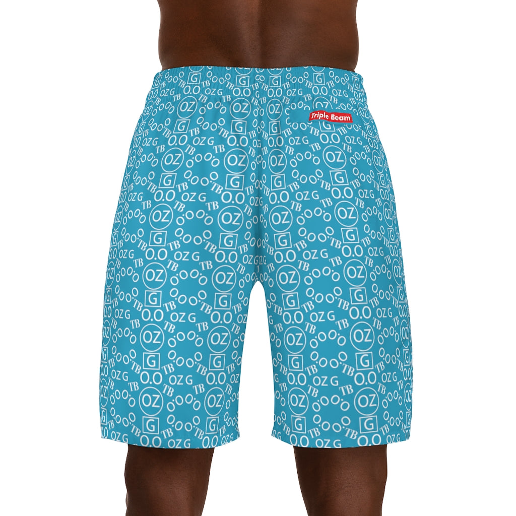 Turquoise Triple Beam Men's Jogger Shorts