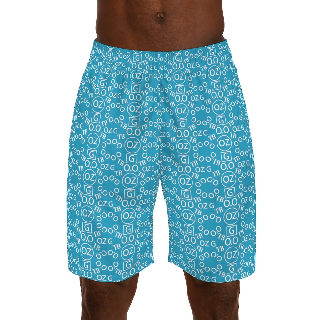 Turquoise Triple Beam Men's Jogger Shorts