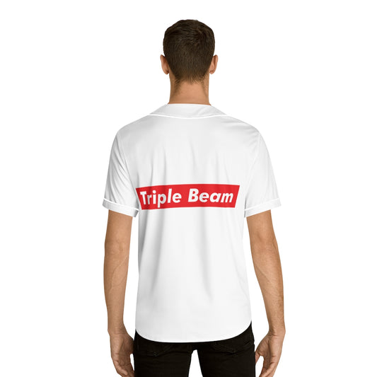 White Triple Beam Men's Baseball Jersey