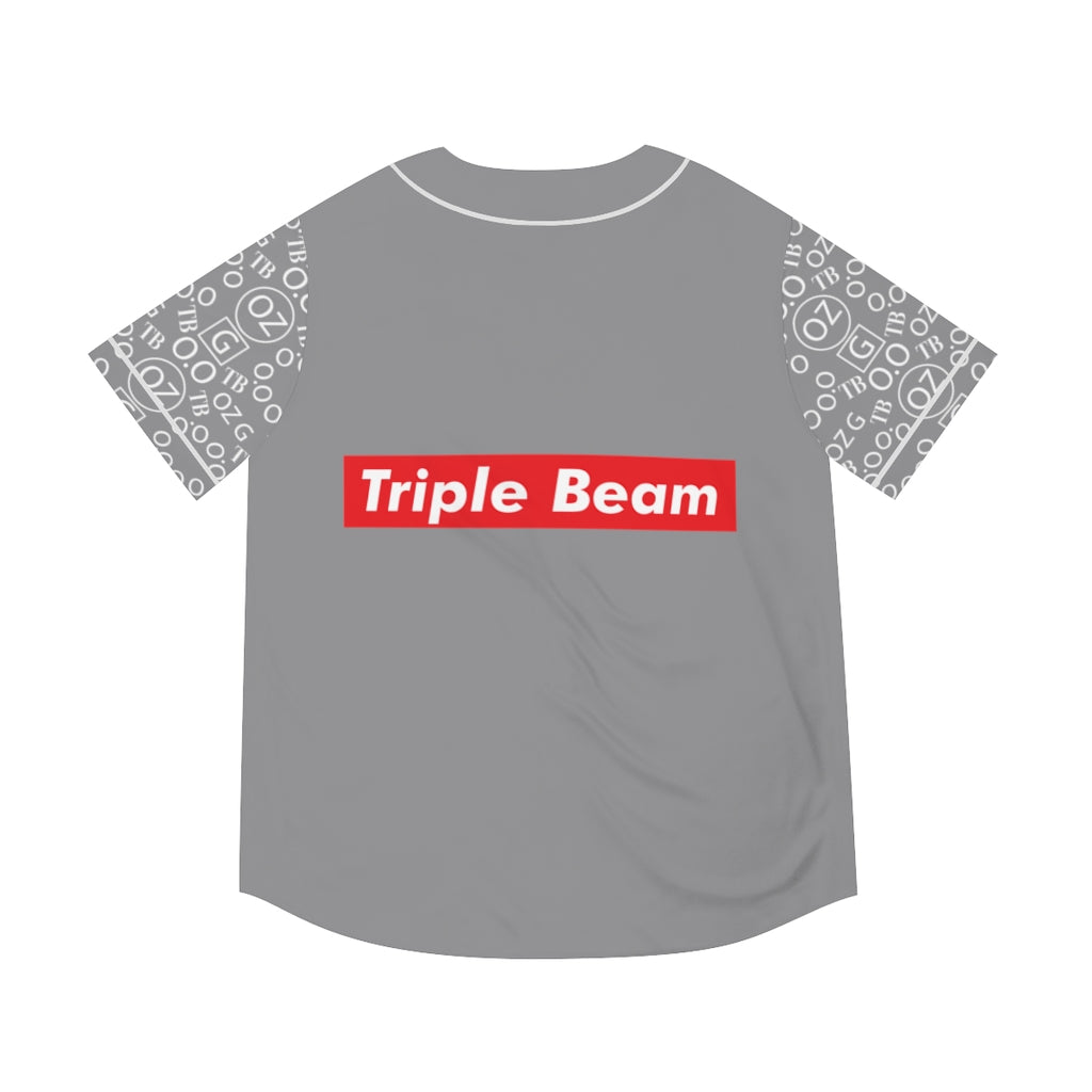 Grey Triple Beam Men's Baseball Jersey