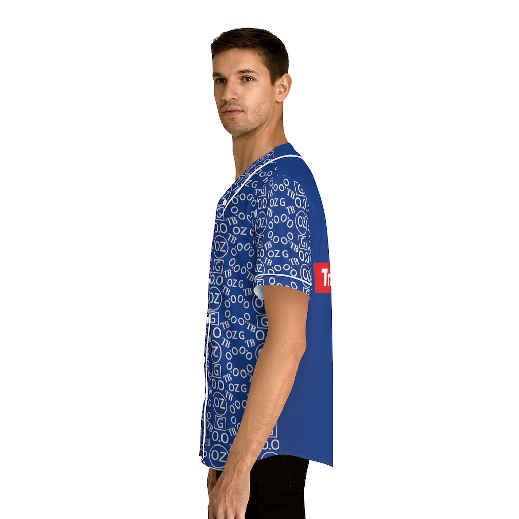 Dark Blue Triple Beam Men's Baseball Jersey