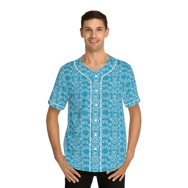 Turquoise Triple Beam Men's Baseball Jersey