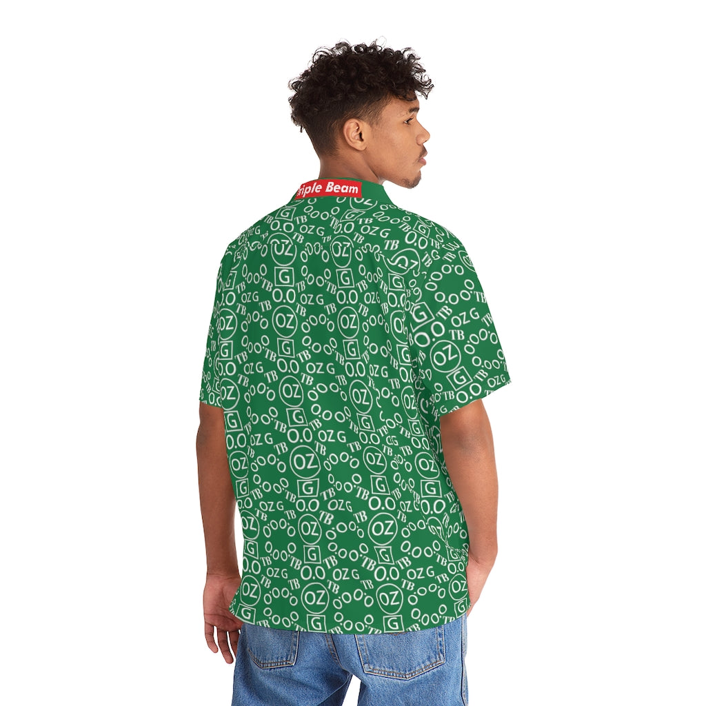 Dark Green Triple Beam Men's Hawaiian Shirt