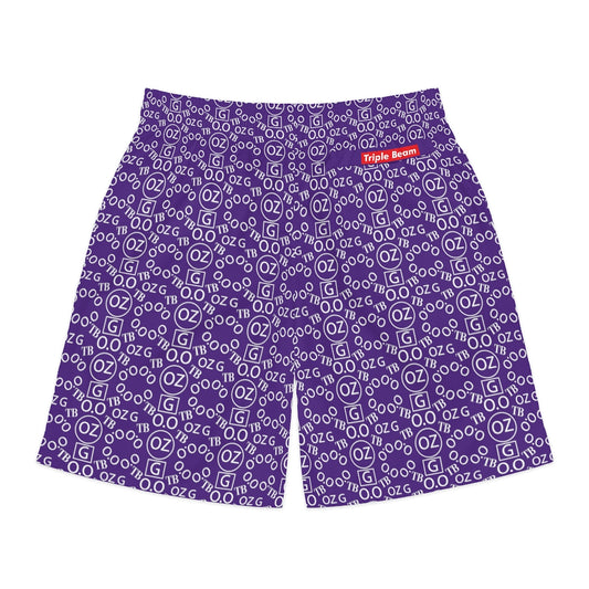 Purple Triple Beam Men's Jogger Shorts