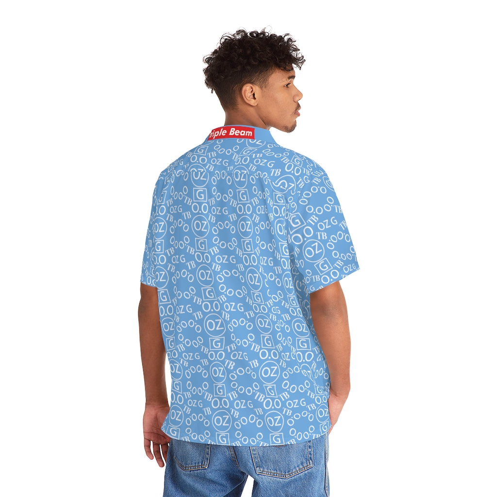 Light Blue Triple Beam Men's Hawaiian Shirt