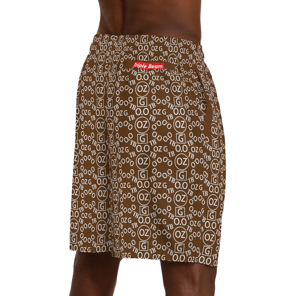 Brown Triple Beam Men's Jogger Shorts