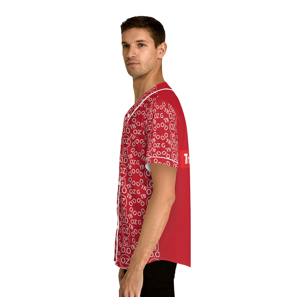 Dark Red Triple Beam Men's Baseball Jersey