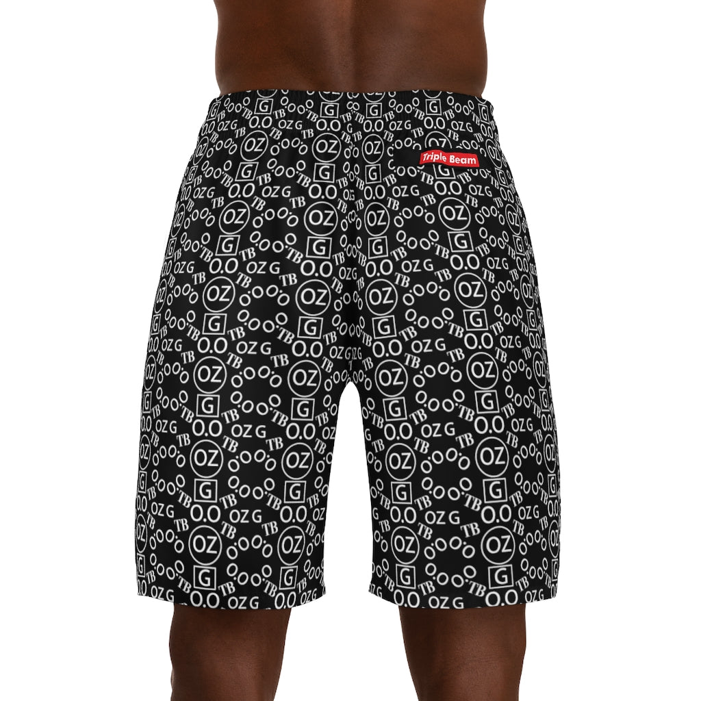 Black Triple Beam Men's Jogger Shorts