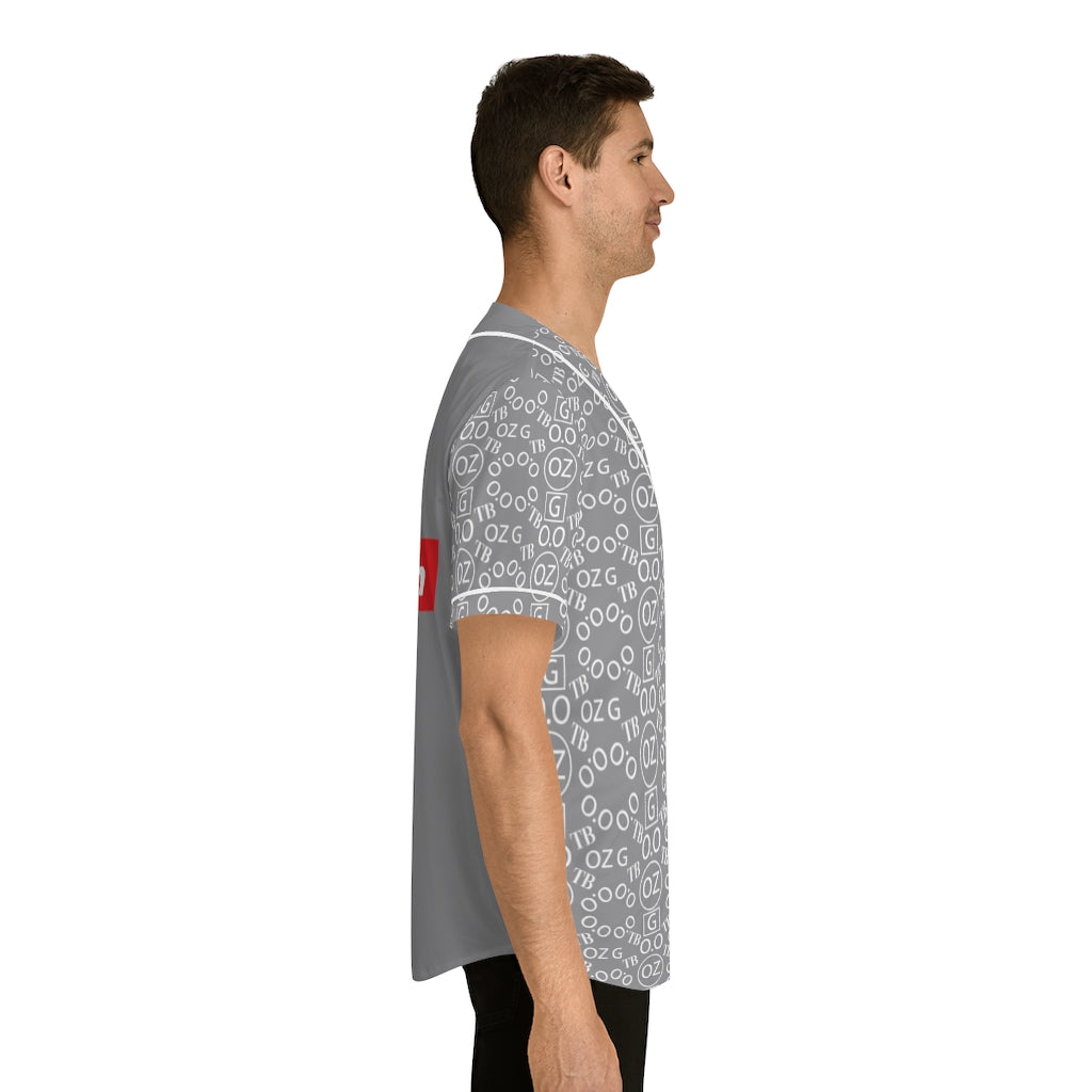 Grey Triple Beam Men's Baseball Jersey