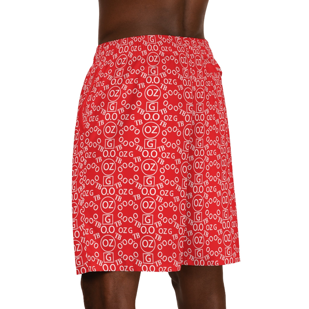 Red Triple Beam Men's Jogger Shorts