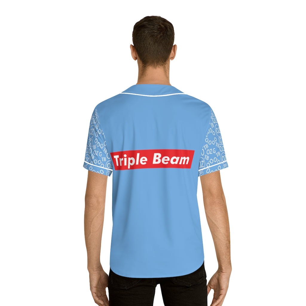 Light Blue Triple Beam Men's Baseball Jersey