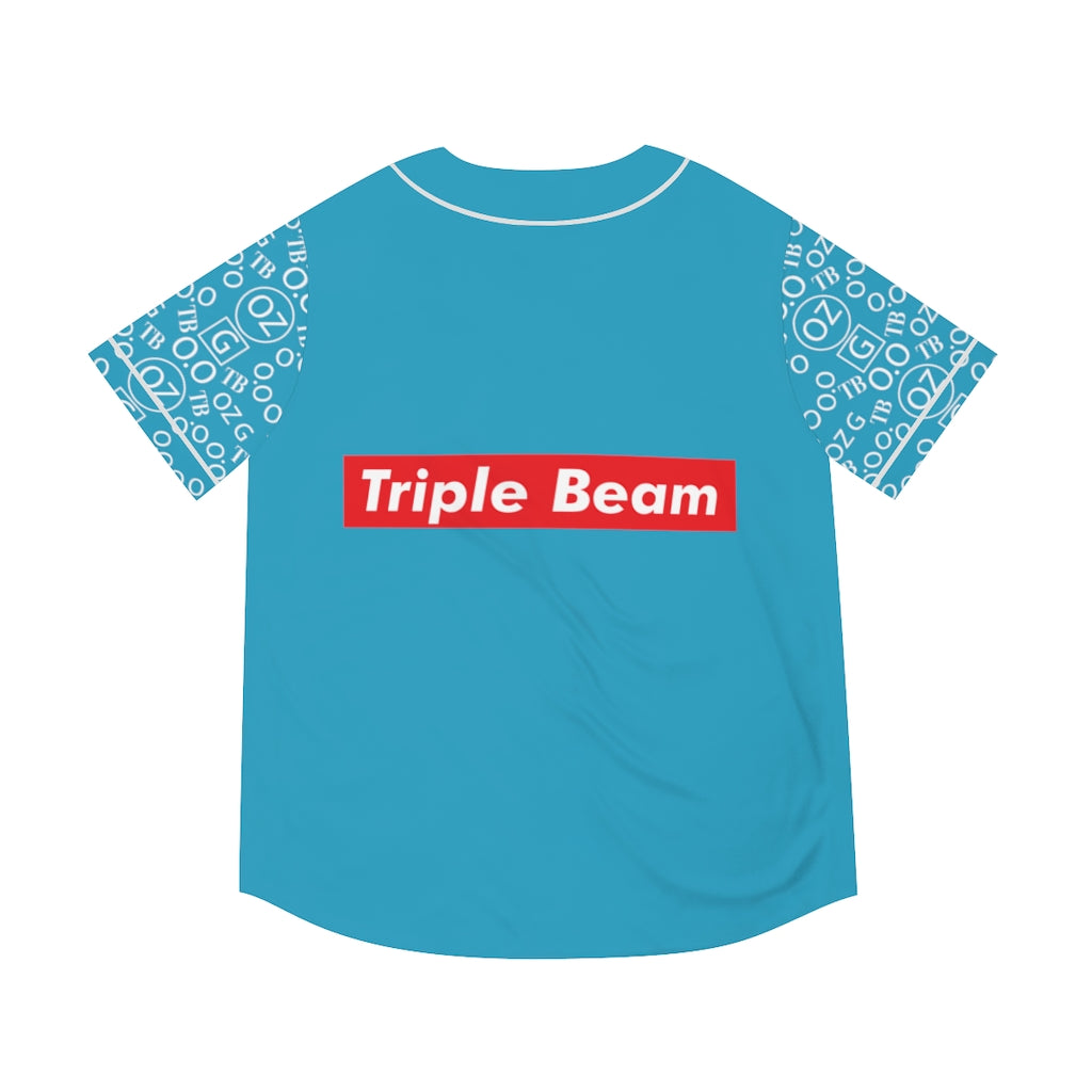 Turquoise Triple Beam Men's Baseball Jersey