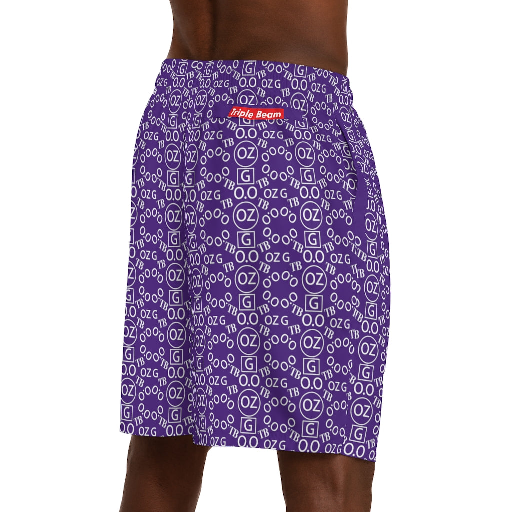 Purple Triple Beam Men's Jogger Shorts