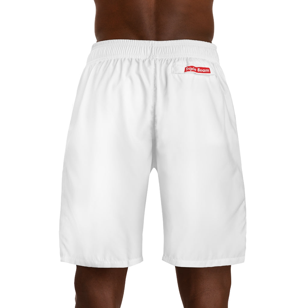 White Triple Beam Men's Jogger Shorts