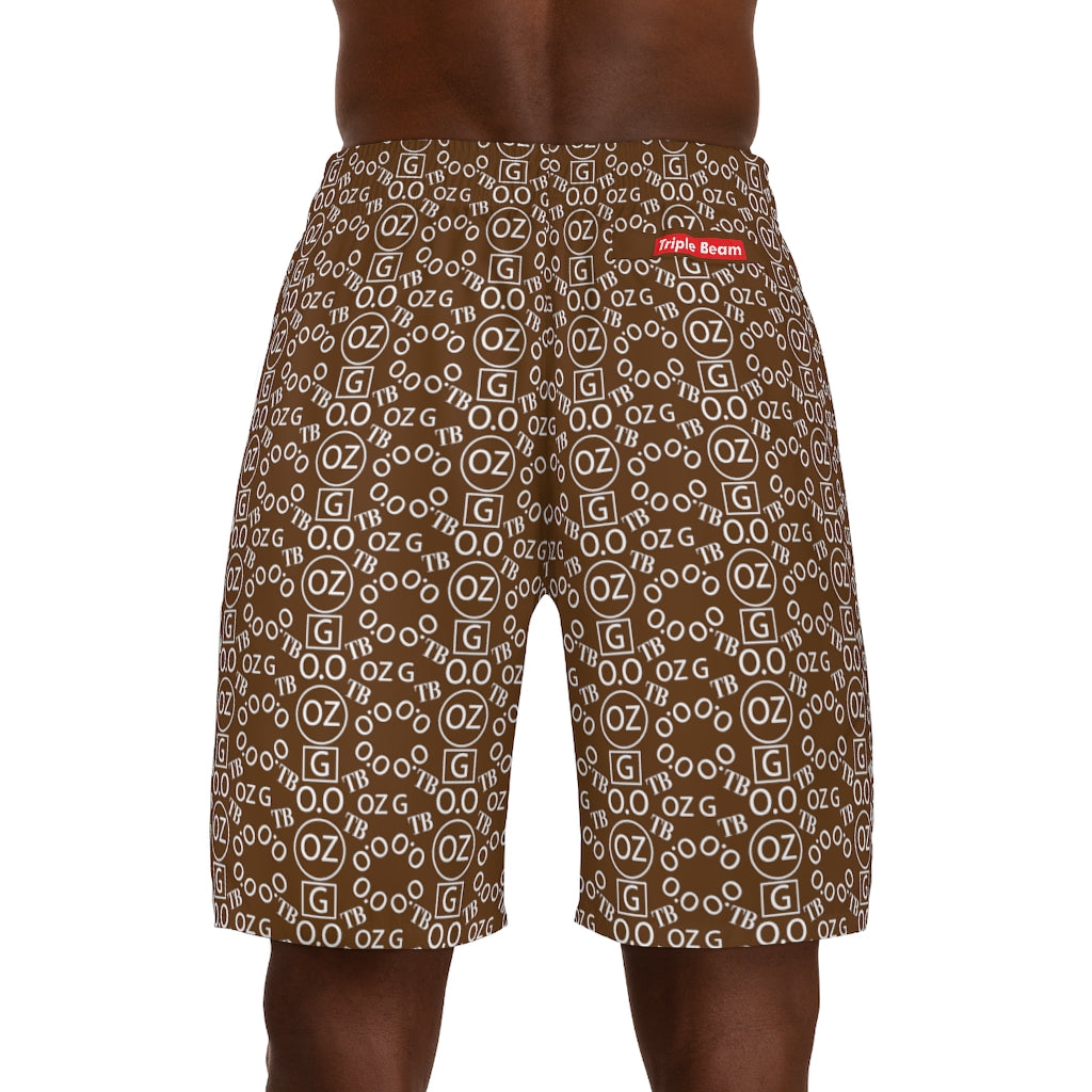 Brown Triple Beam Men's Jogger Shorts